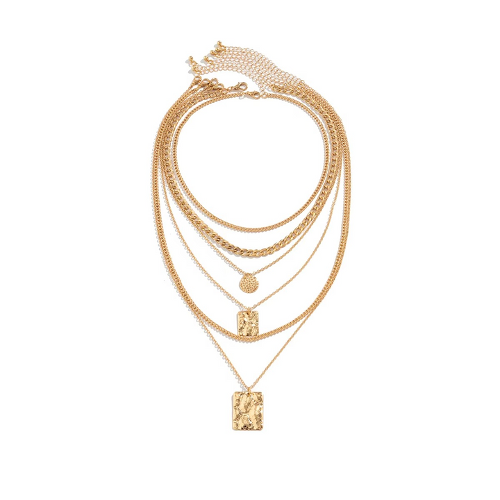 BowLift | 6-Piece Gold-Tone Vintage Coin & Square Tag Choker Set