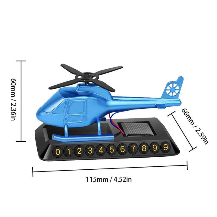 BowLift | Helicopter Solar-Powered Car Air Freshener Parking Number Plate