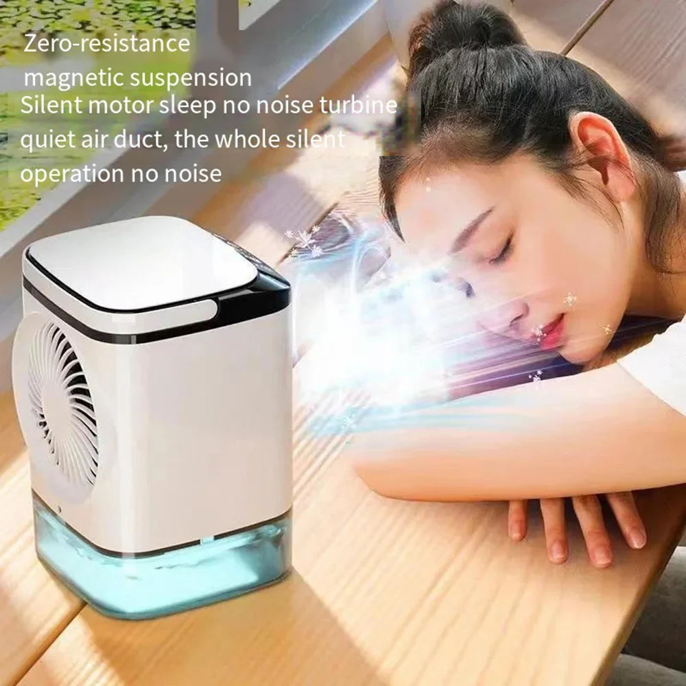 USB Portable Mini Air Conditioner Fan – 3-Speed Desktop Cooling Fan with LED Night Light, Air Cooler for Home, Office, and Camping | Bowlift