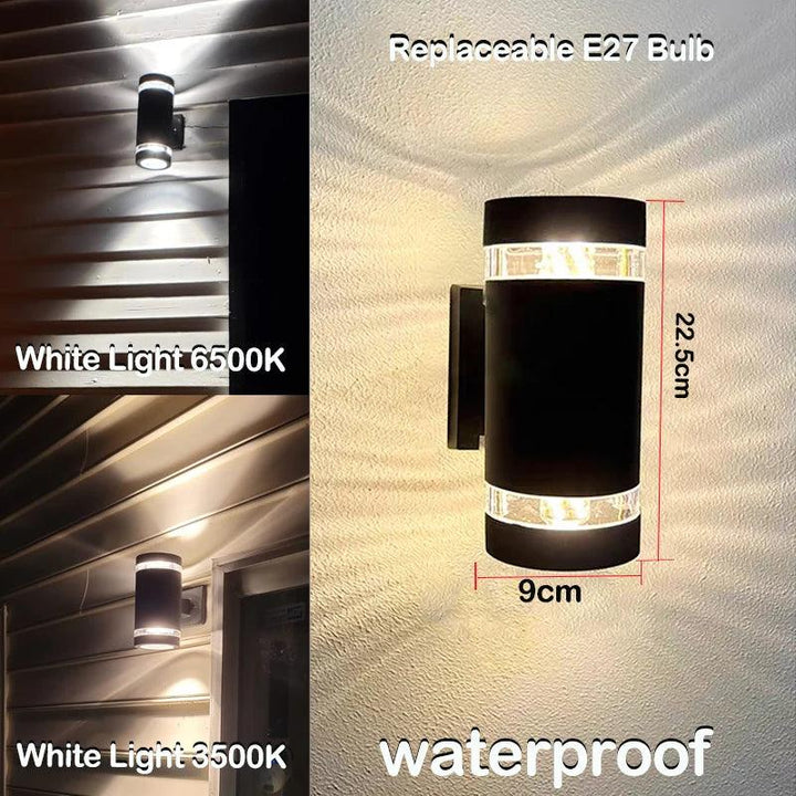 BowLift | LumiBloc LED outdoor wall light | Up & Down effect | E27 socket | IP65 waterproof | Modern design for garden & balcony