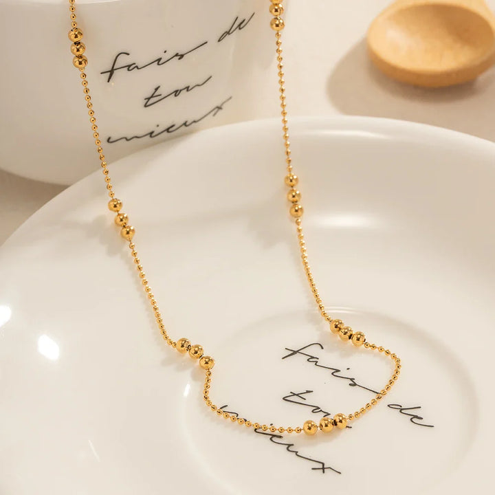 BowLift | 16k Dainty Triple Bead Accent Necklace