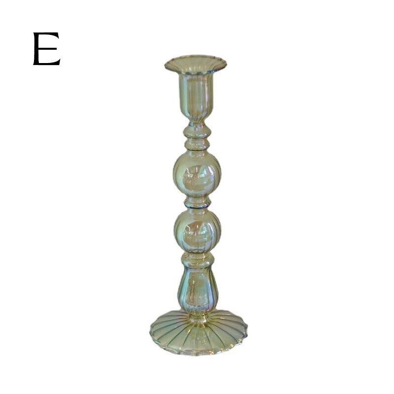 Ribbed Glass Candle Holders - Green | Bowlift