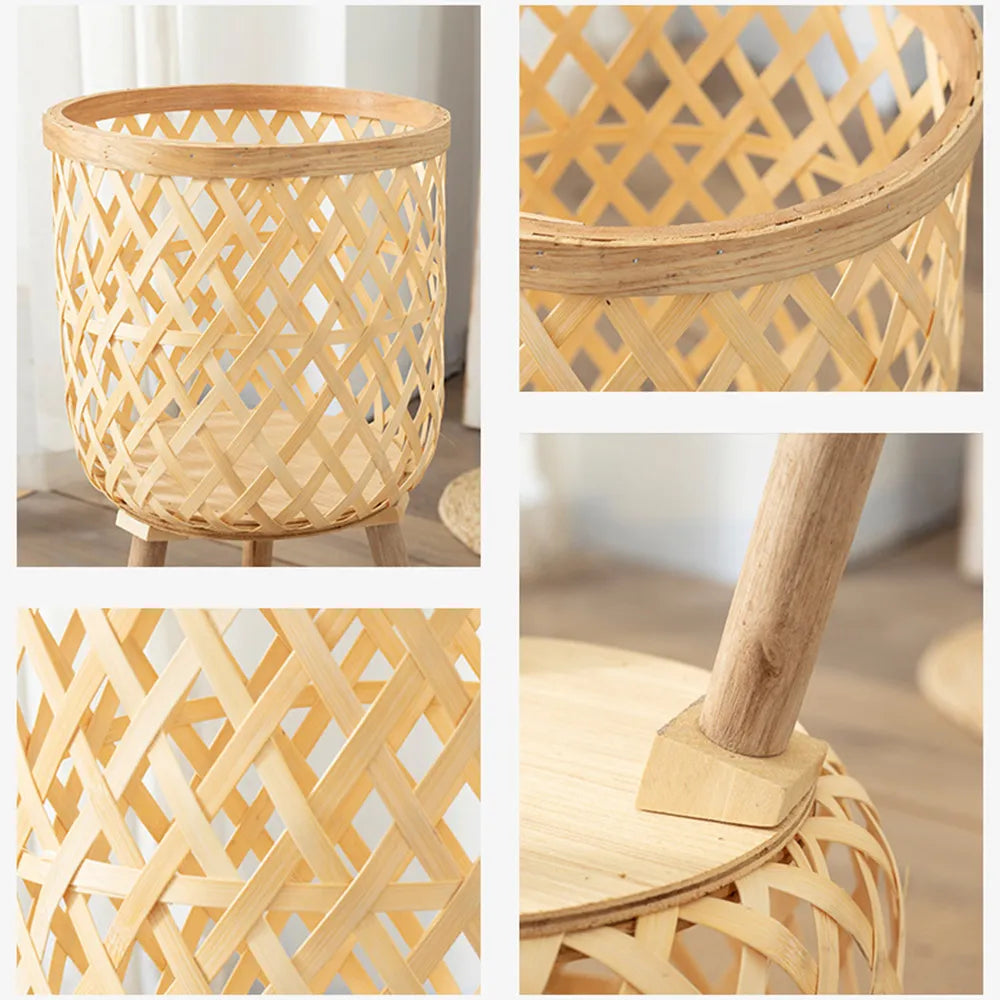 BowLift | Handcrafted Bamboo Woven Flower Pot with Stand Plant Flower Display Storage Stand DIY Storage Children's Plant Pots Home Decor