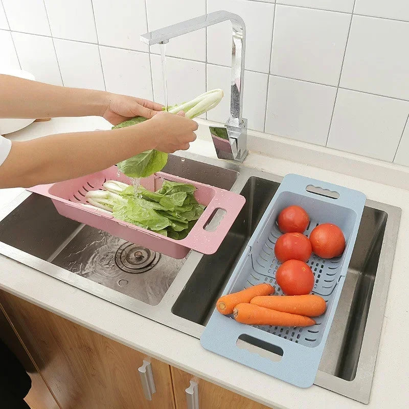 FlexDrain Draining Basket Kitchen – Adjustable Sink Organizer | Auto Drain & Fruit Vegetable Dryer | Space-saving Kitchen Accessory | Bowlift