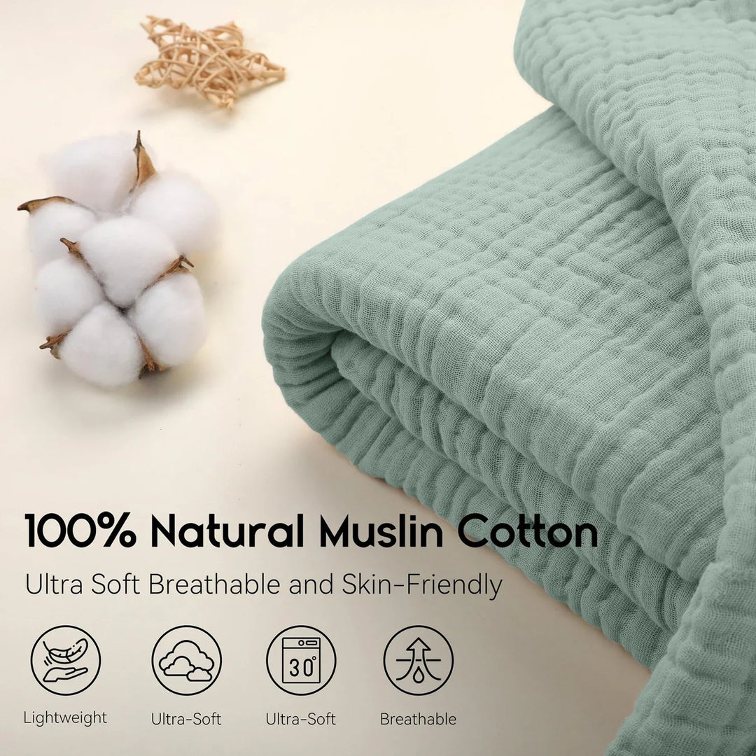 BowLift | CottonBreeze | Muslin Blanket made of 100% Cotton | 6-layer, Breathable & Lightweight | For Sofa & Bed
