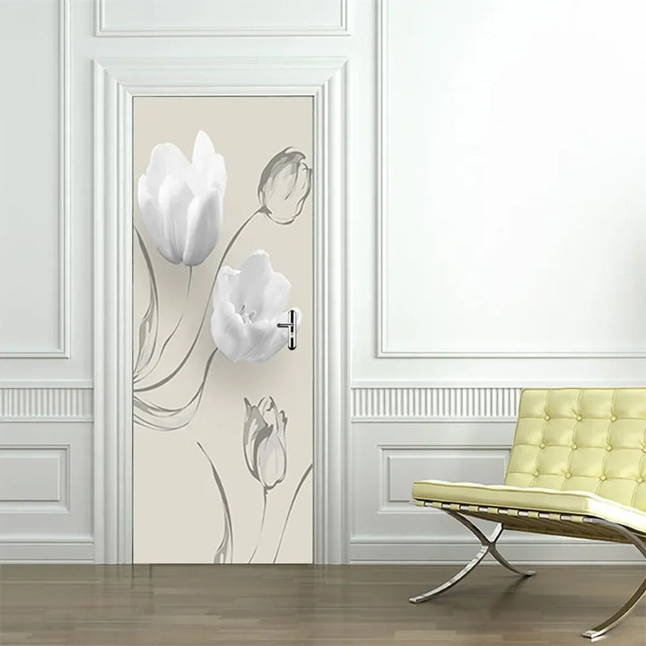Modern Abstract Pearl Geometric Door Sticker Mural Removable PVC Vinyl Peel N Stick Wall Art Mural Decal For Interior Doors Creative DIY Home Decor | Bowlift
