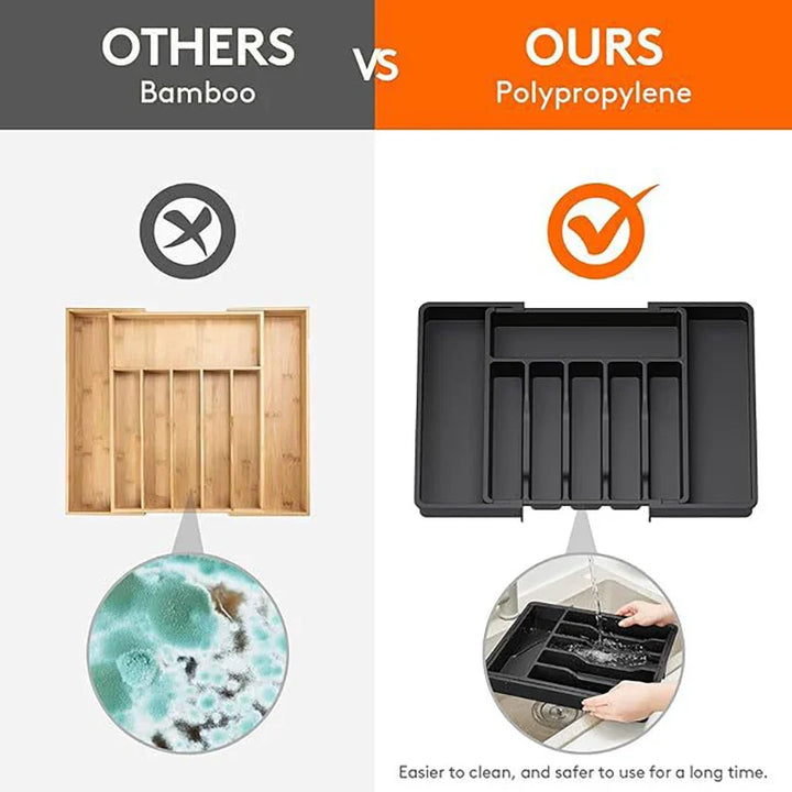 BowLift | Modulora Cutlery Drawer Insert | Expandable Cutlery Organizer | Adjustable Storage System Made of PP | 38×35 cm