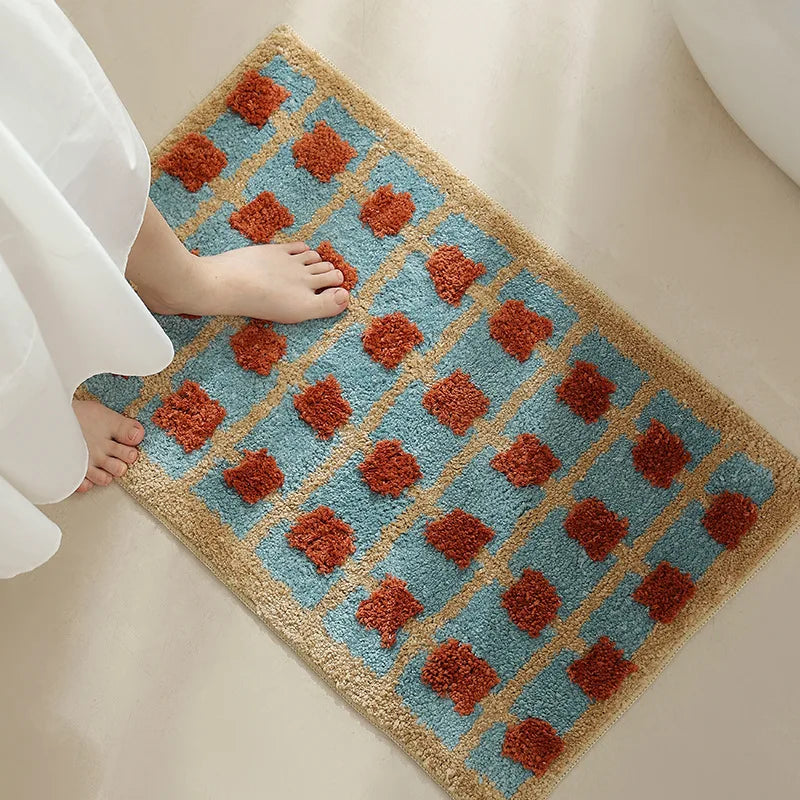 Abstract Grid Tufted Bath Mat | Bowlift