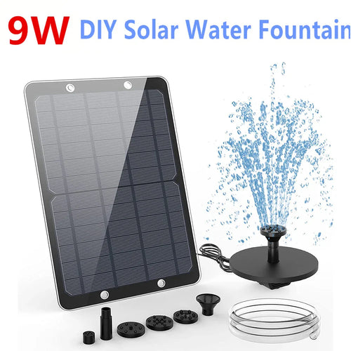 BowLift | Solar-Fountain AquaViva 9W | DIY set with nozzles & water hose | For bird bath, pond & garden | 180 L/h delivery rate