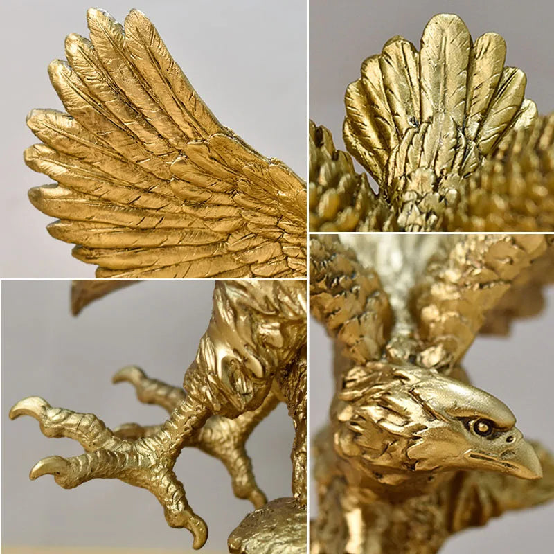 BowLift | Resin Golden Eagle Statue Art Animal Model Collection Ornament Home Office Desk Feng Shui Decor Figures simple