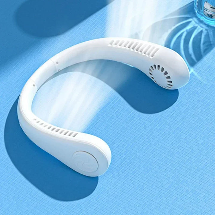 Portable Mini Neck Hanging Fan - Air-Cooled, Wearable USB Fan for Outdoor Sports, Running, Travel, Blade-Free Design | Bowlift