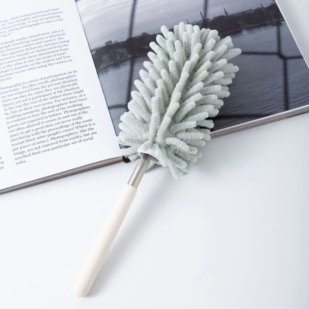 BowLift | DUSTELLA Telescopic Duster | Extendable up to 80 cm | Microfiber Chenille & Stainless Steel Handle – For Ceiling, Furniture & Corners