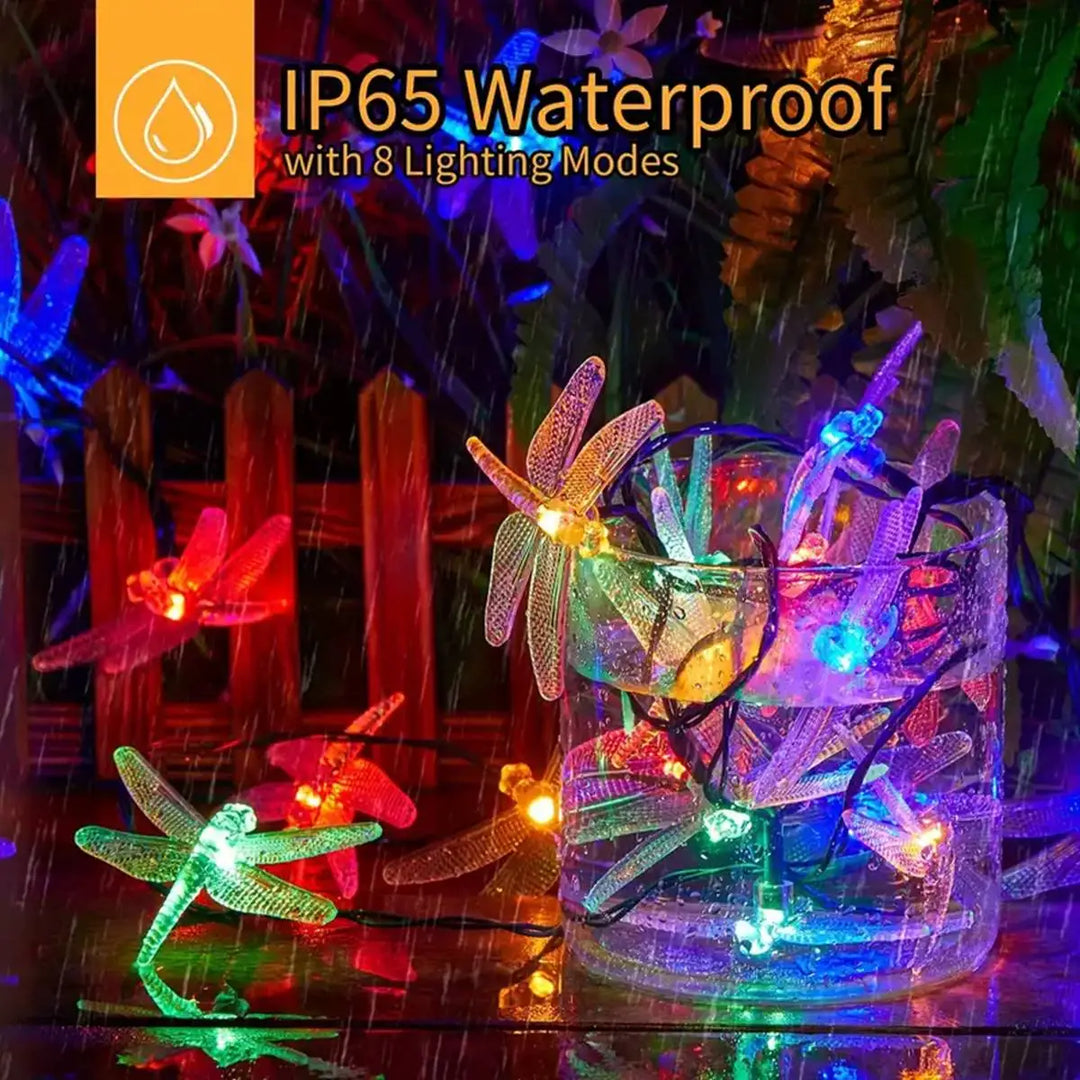 BowLift | Solar String Lights Lumila | 5 m with 20 Dragonfly LEDs | 8 Modes | Waterproof & Suitable for Outdoor