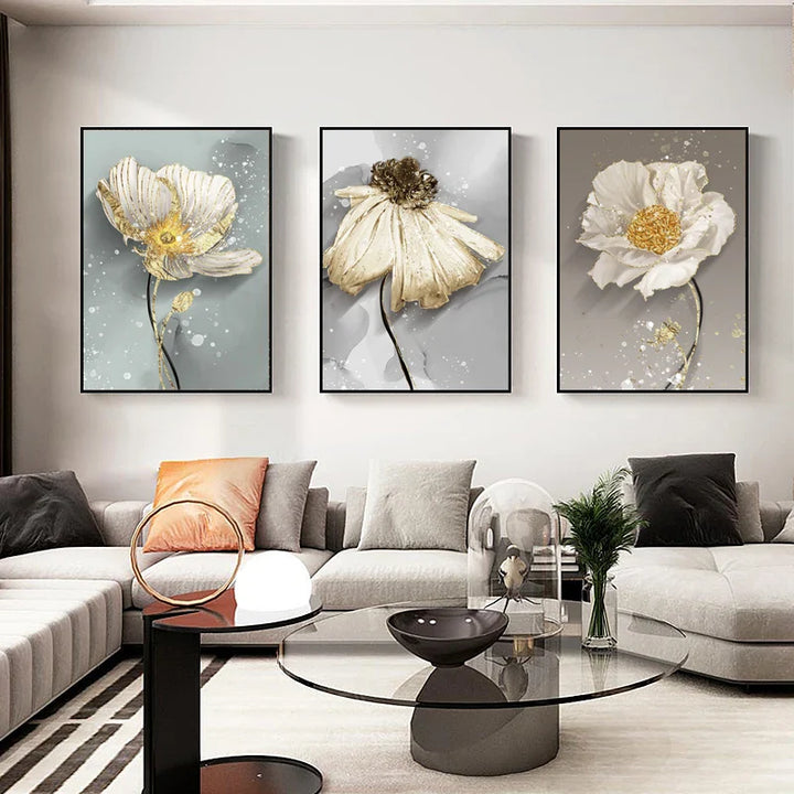 Modern Abstract Paint Splash Floral Wall Art Fine Art Canvas Prints Posters Elegant Botanical Pictures For Living Room Decor | Bowlift