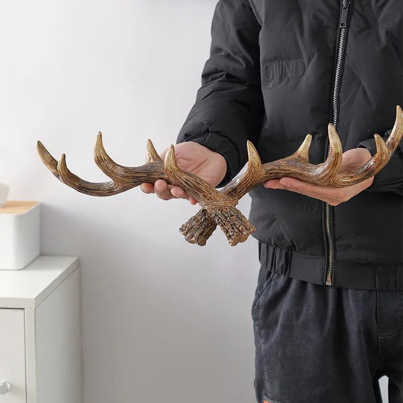 BowLift | Nordic Vintage Antler Decorative Hooks Wall Hanging Clothes and Hats Hooks High-Quality Home Decor Antler Resin Statue Craft