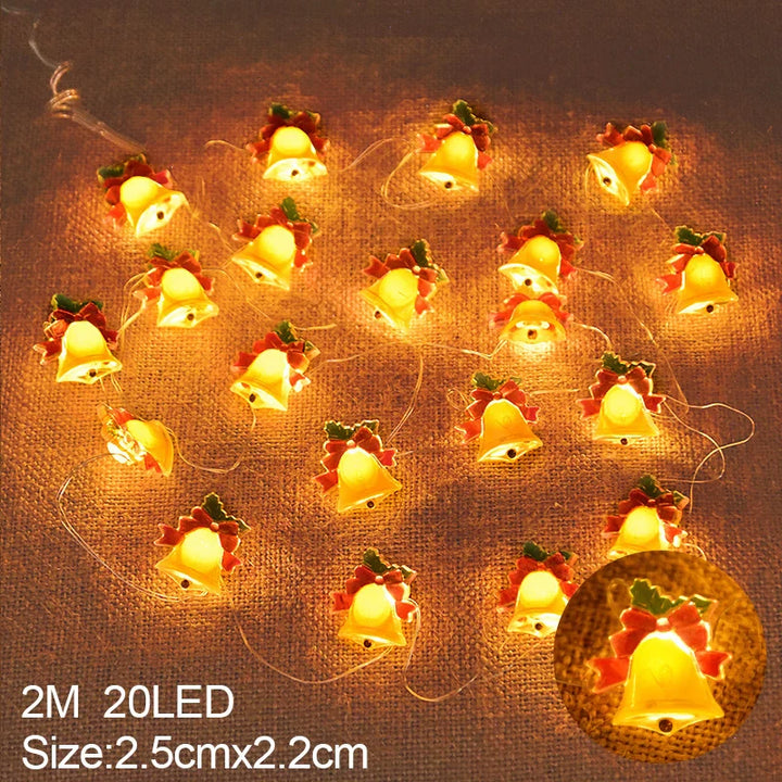 BowLift | LED String Lights Christmas | 2 m | 20 LEDs with Santa & Snowflakes | Battery Operated | Nordivelle