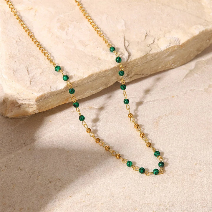 BowLift | Dainty Gold & Malachite Stone Necklace