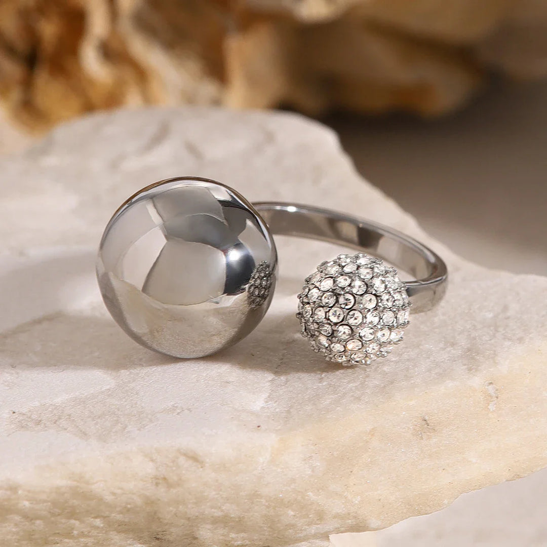 BowLift | Asymmetric Diamond Accented Sphere Ring
