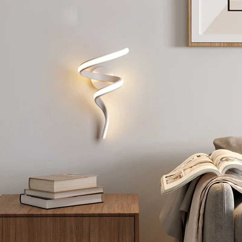 BowLift | LED Wall Lamp NordLED Wall Light | Nordic Spiral Design | Modern & Energy Saving | For Bedroom, Corridor & Living Room Spiral Sconce Light For Stairs Bedroom Bedside Study Hallway Background Indoor Decor Wall Lighting Fixtures