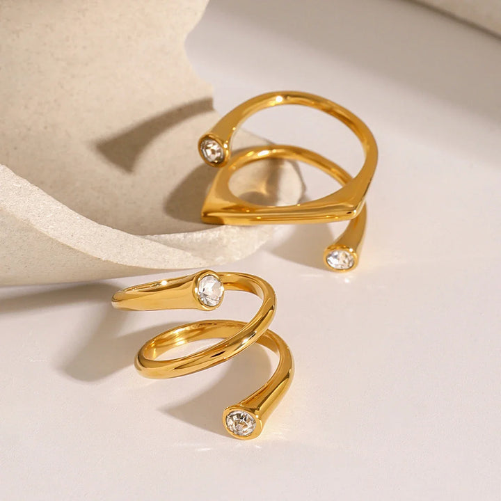 BowLift | Asymmetrical Triple Wrap Diamond Tip Rings