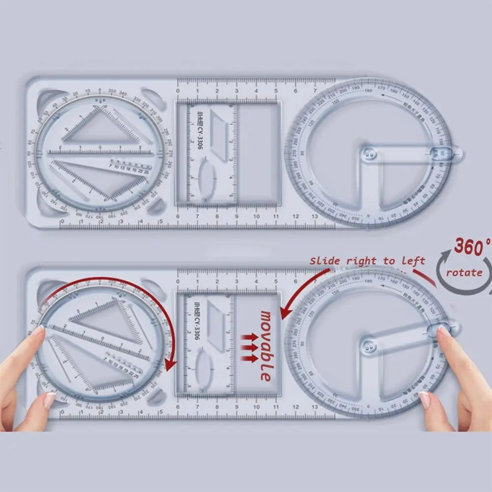Math Genius Multi-Angle Drawing Precision Ruler | Bowlift