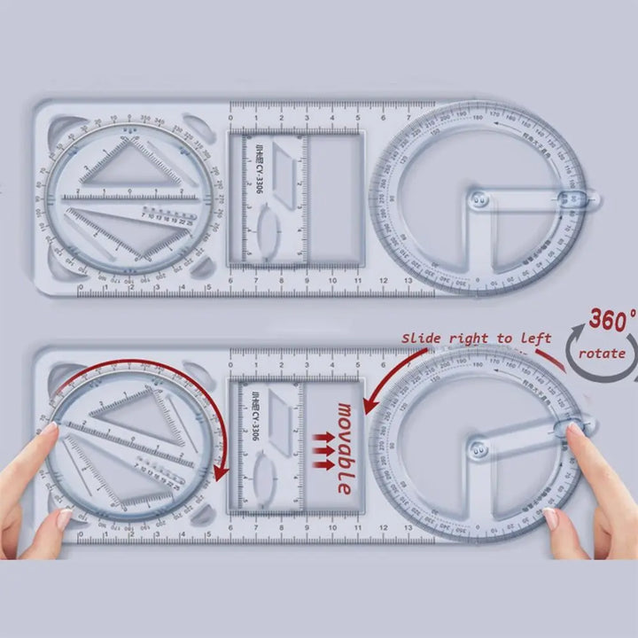 Math Genius Multi-Angle Drawing Precision Ruler | Bowlift