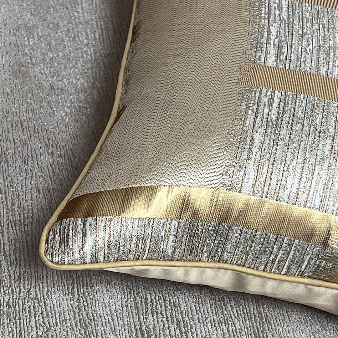 Shiny Golden Silver Stripe Jacquard Cushion Cushion Covers 45x45cm Pillow Cases Square Cover For Sofa Throw Cushions Light Luxury Nordic Home Decor | Bowlift