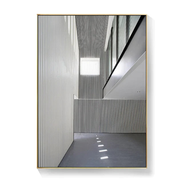 Black White Architectural Interiors Wall Art Fine Art Canvas Prints Print Pictures For Modern Loft Living Room Home Office Decor | Bowlift