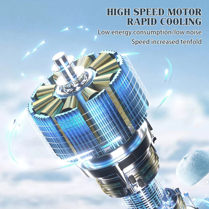 Mini handheld fan with 100 wind levels and digital display | Bowlift