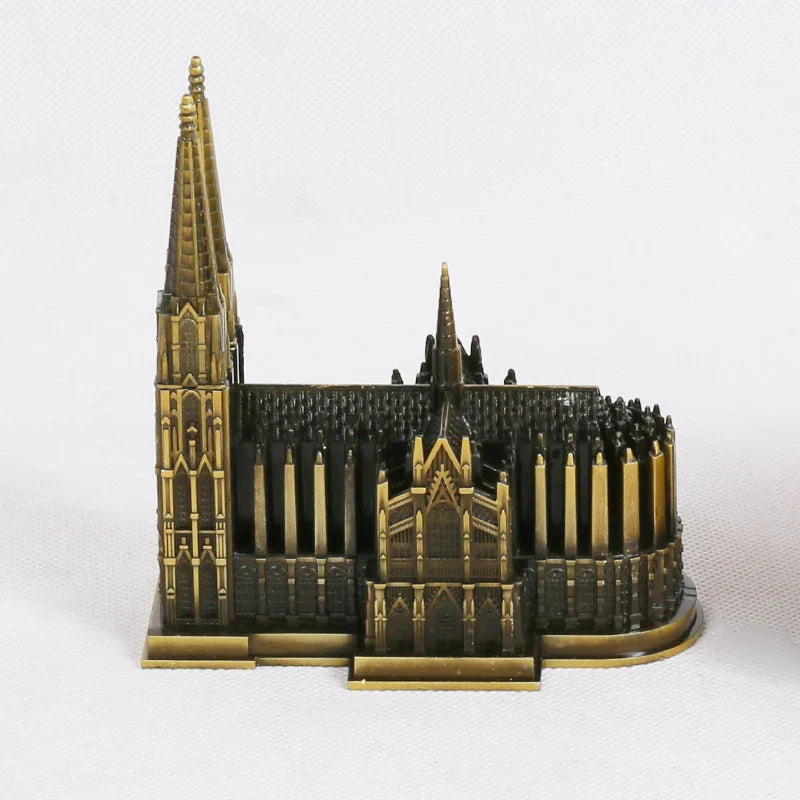 BowLift | Cologne Cathedral Model Metal Antique Bronze Germany Cologne Cathedral Building Figurine World Famous Landmark Architecture Decoration