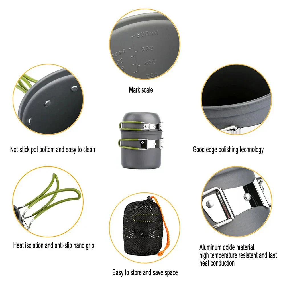 BowLift | Campurgo Cooking Set | Compact & Heat Resistant | For Outdoor & Camping | Including Lid & Bag
