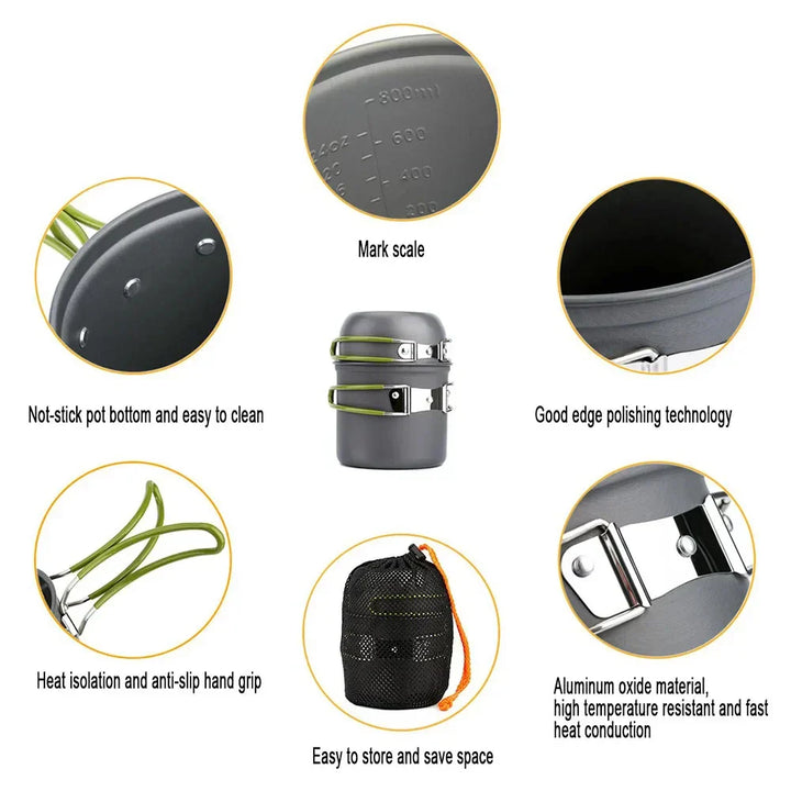 BowLift | Campurgo Cooking Set | Compact & Heat Resistant | For Outdoor & Camping | Including Lid & Bag