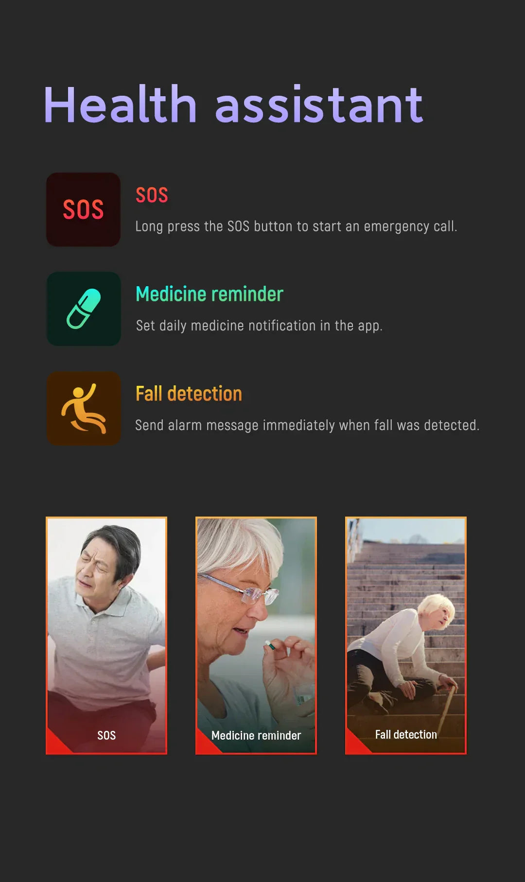 Senior Safety Watch with fall detection and GPS – Smart Care Smartwatch | Bowlift