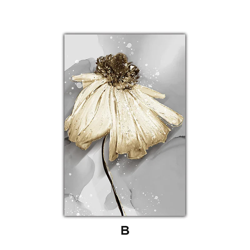 Modern Abstract Paint Splash Floral Wall Art Fine Art Canvas Prints Posters Elegant Botanical Pictures For Living Room Decor | Bowlift