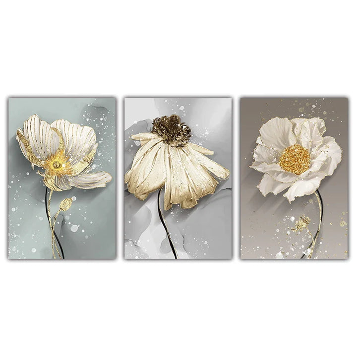 Modern Abstract Paint Splash Floral Wall Art Fine Art Canvas Prints Posters Elegant Botanical Pictures For Living Room Decor | Bowlift