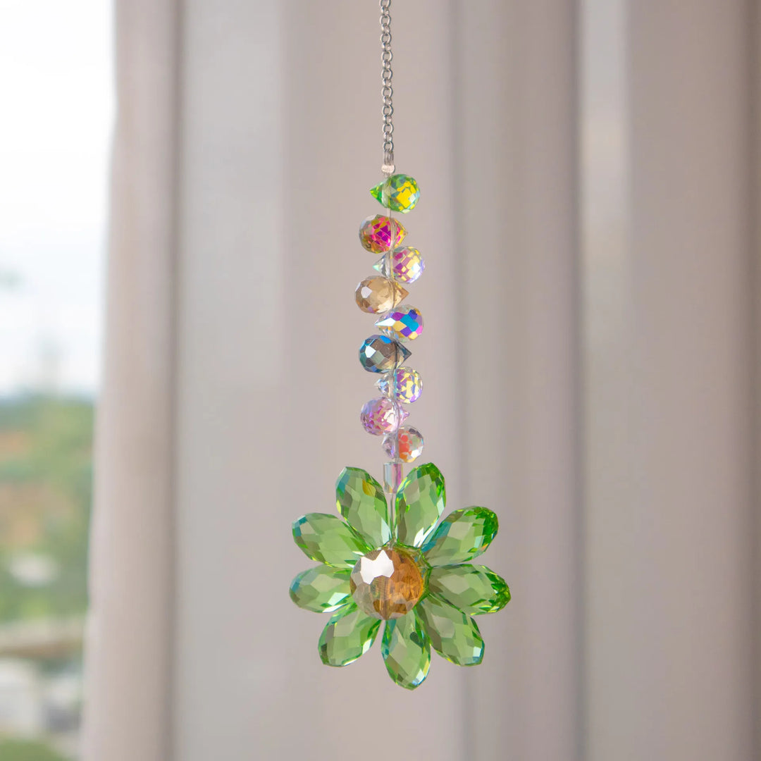 BowLift | Crystal Suncatcher LumiMargarita | K9 Daisy Rainbow Catcher | Window & Garden Decor | 32 cm | Gift Idea for Home