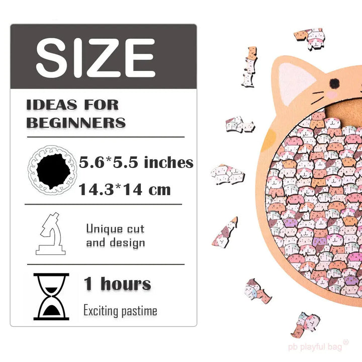 BowLift | Wooden Cat Craze Wooden Art Puzzle