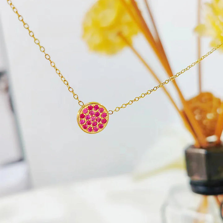 BowLift | Dainty Diamond Speckled Birthstone Circle Necklace