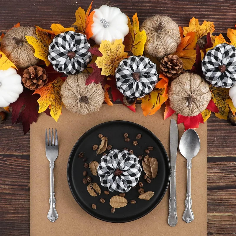 BowLift | Set of 12 decorative pumpkins made of jute material for autumn and Halloween