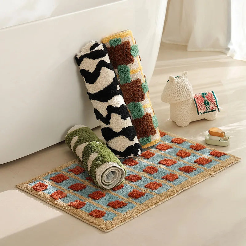 Abstract Grid Tufted Bath Mat | Bowlift