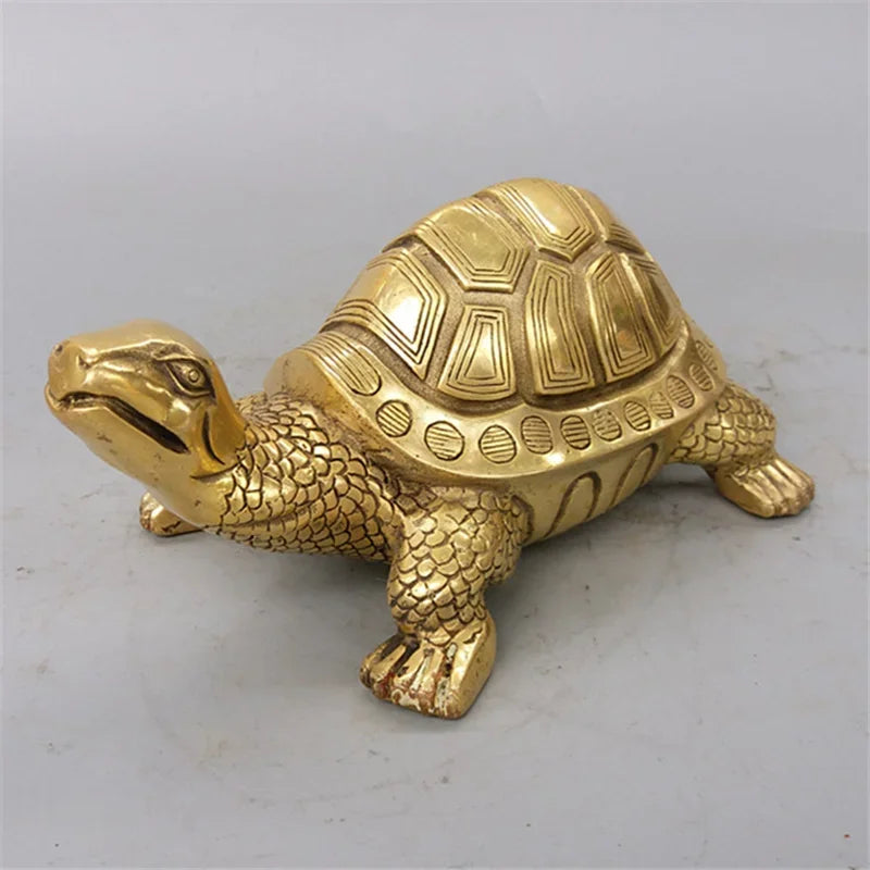 BowLift | Brass Feng Shui Turtle Statue Lucky Animal Sculpture for Longevity Home Office Decoration Figurine Gift Study Ornament