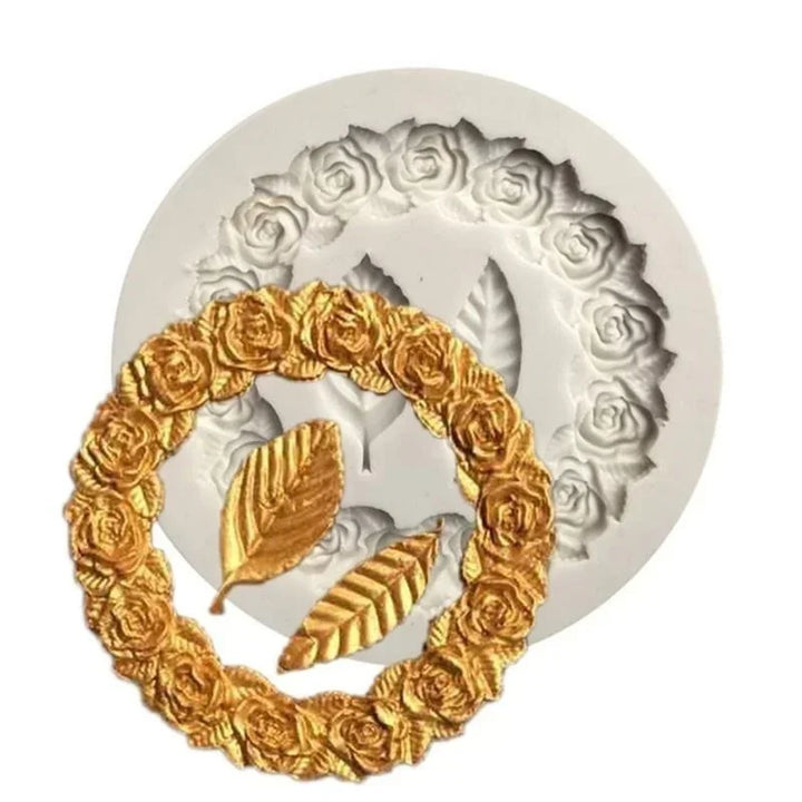 BowLift | DekoMould Silicone Mold Rosette & Leaves | For Fondant, Chocolate & Sugar Paste | Finest Baking Decoration & Frame Designs