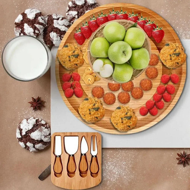 BowLift | CheeseMate – Round Bamboo Cheese Board