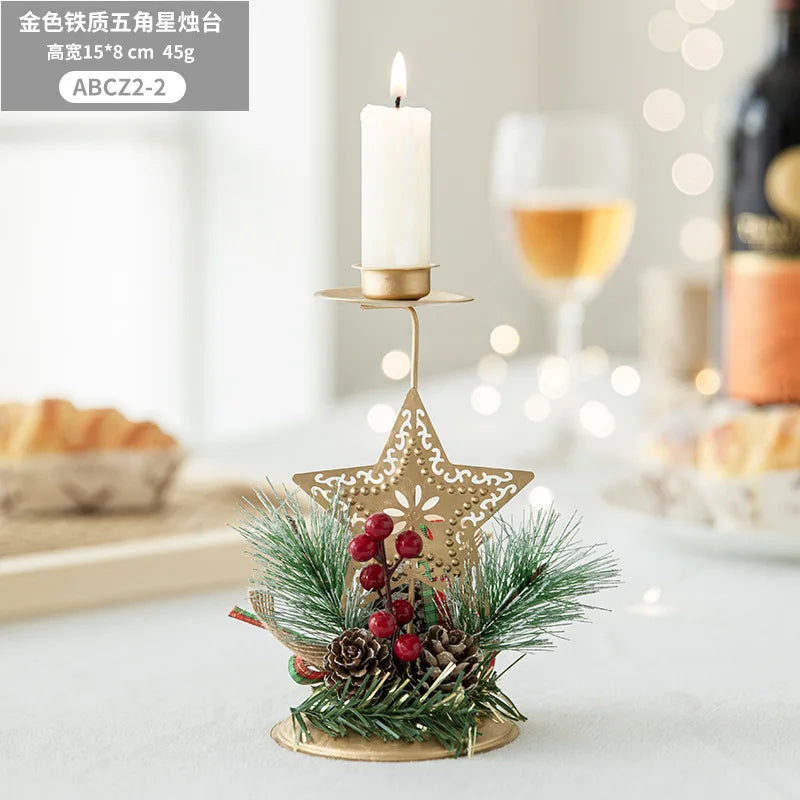 BowLift | Candle Holder LumiNoel | Golden Christmas Candle Holder Made of Iron | Snowflake, Star, Tree & Reindeer | Table Decoration for Christmas & New Year