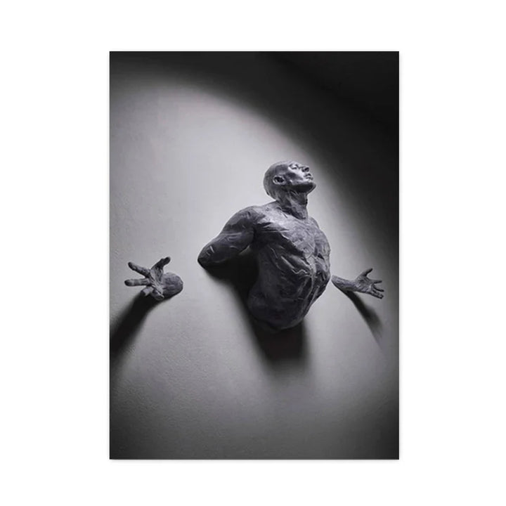 Modern Urban Abstract Iron Statue Wall Art Fine Art Canvas Prints 3d Visualization Figure Art Pictures For Minimalist Apartment Wall Decor | Bowlift