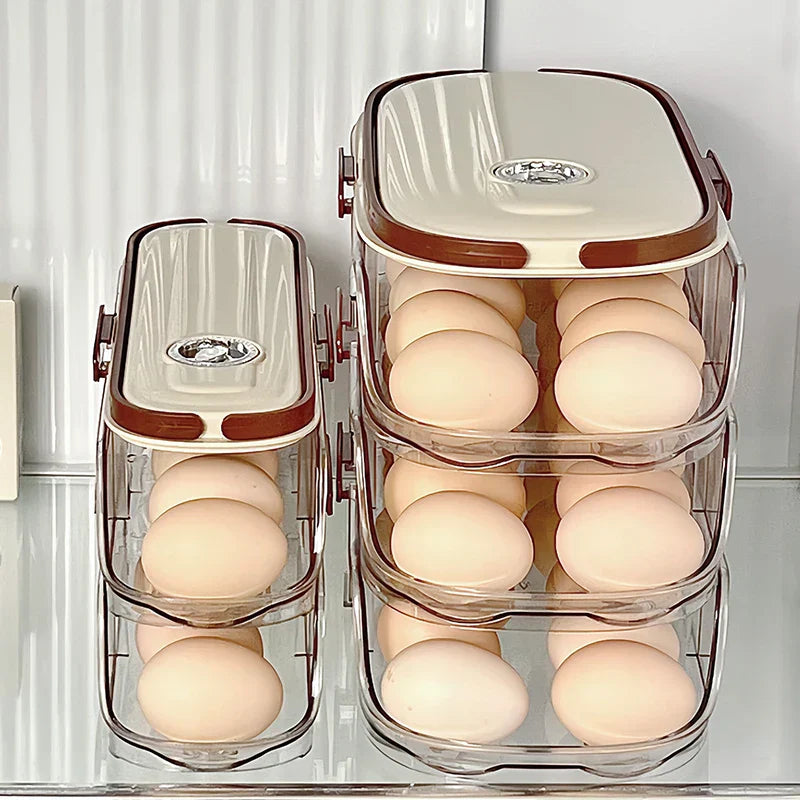 BowLift | Fridge Organizer Automatic Rolling Transparent Egg Storage Box