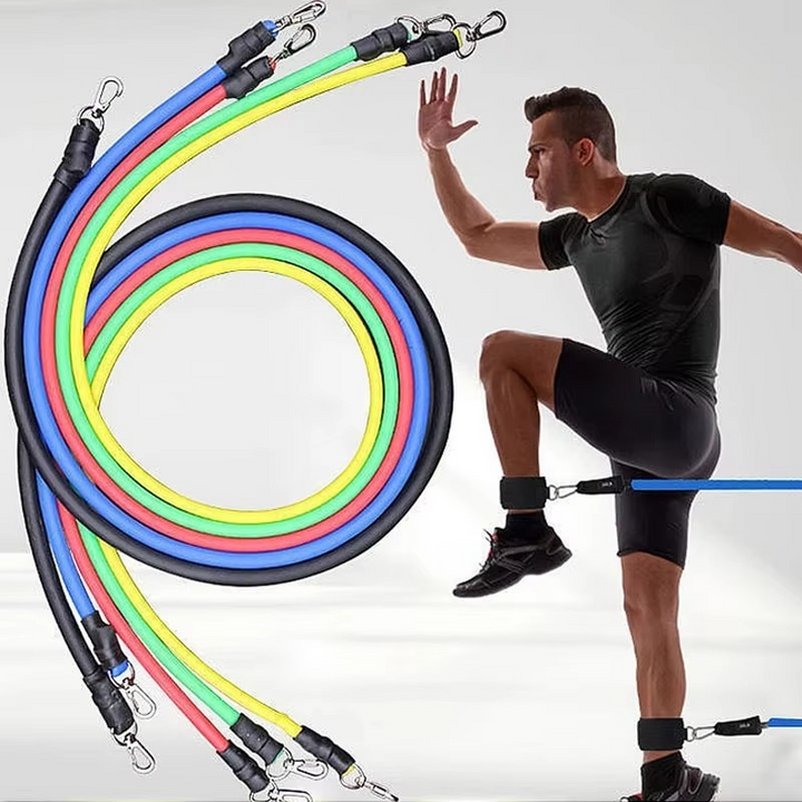 BowLift | 11-Piece TPE Resistance Band Set with Handles, Door Anchor, Ankle Straps, Carry Bag