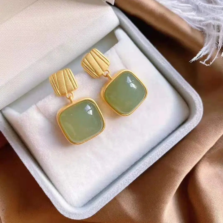 BowLift | Geometric Square Jade Earrings