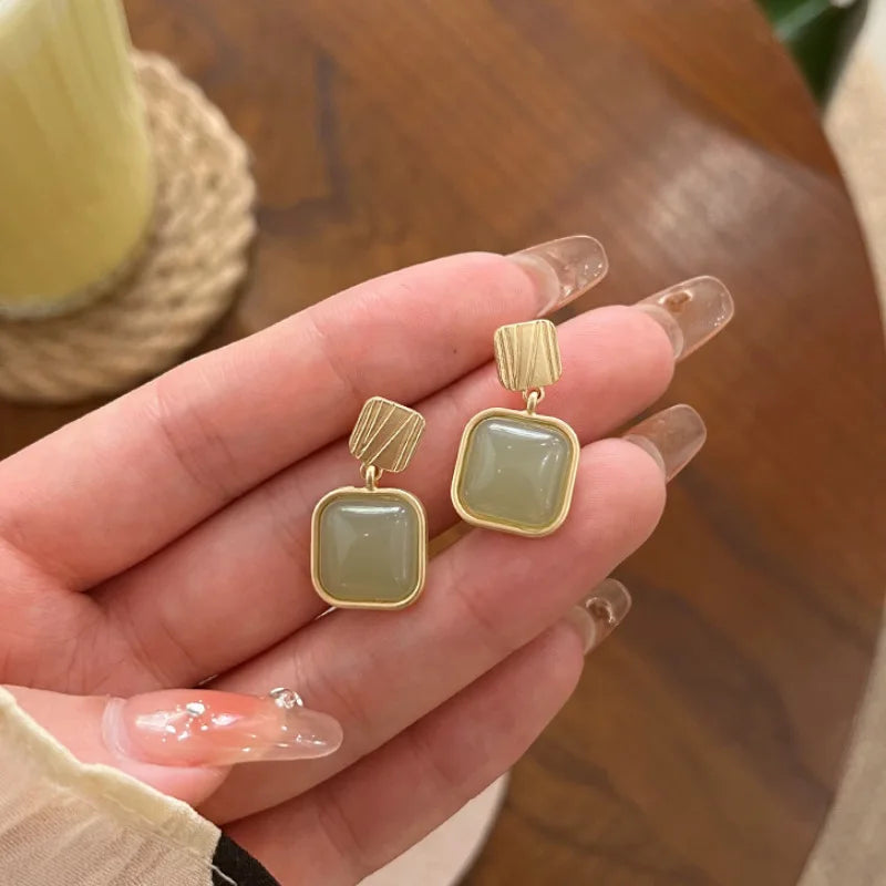 BowLift | Geometric Square Jade Earrings