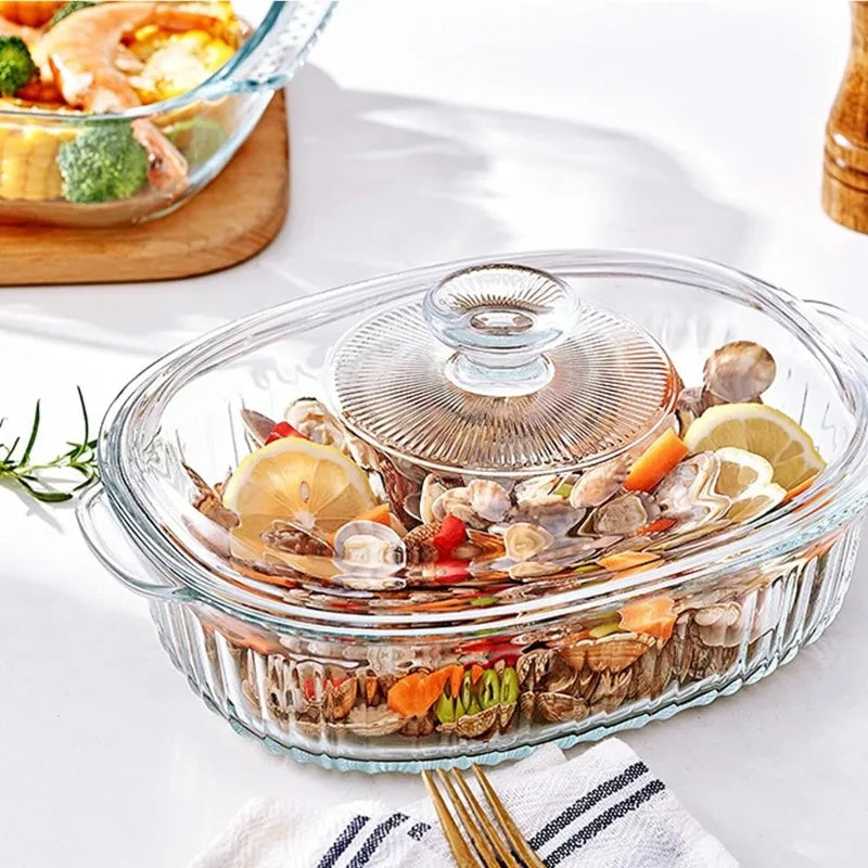 BowLift | 4-piece Glass Bakeware Set with 2 Bakeware Dishes with Glass Lids, 1.9 Qt and 3 Qt